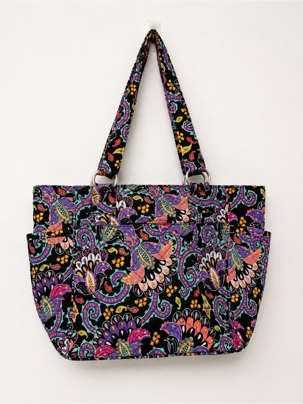 Waverly Inspirations Boho Quilted Paisley Tote Bag Multicolor Shoulder Purse